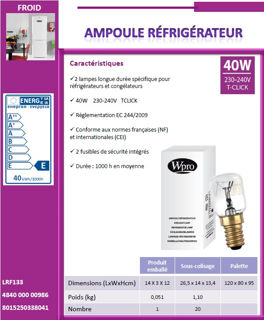Image sur Ampoule pour réfrigérateurs TCLICK - T25 - 40W - LFR133