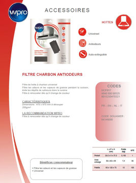 Image de Filtre charbon antiodeurs 47x97cm-250g/m2 - UCF017