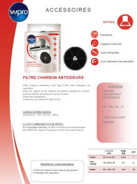 Image de Filtre de hotte à charbon D180 diam 190mm - CHF180/1