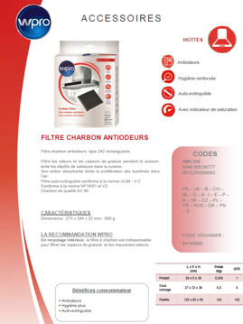 whirlpool - Filtre charbon rond 235 x h 35 mm / type 30 pour hotte