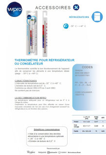 TER214 - Thermomètre pour réfrigérateur et congélateur WPRO - 484000008621