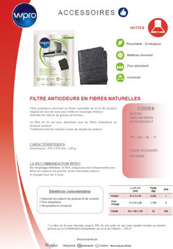 Filtre hotte WHIRLPOOL AMC981