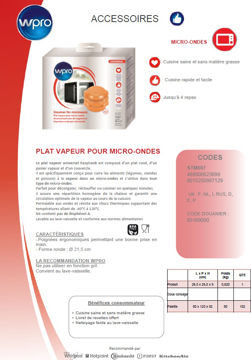 Plat vapeur Wpro pour micro-ondes - Achat & prix